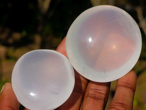 Polished Girasol Pearl Quartz Palm Stones x 24 From Ambatondrazaka, Madagascar - Toprock Gemstones and Minerals 