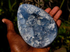 Polished Blue Celestite Eggs x 4 From Sakoany, Madagascar - Toprock Gemstones and Minerals 