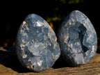 Polished Blue Celestite Eggs x 4 From Sakoany, Madagascar - Toprock Gemstones and Minerals 