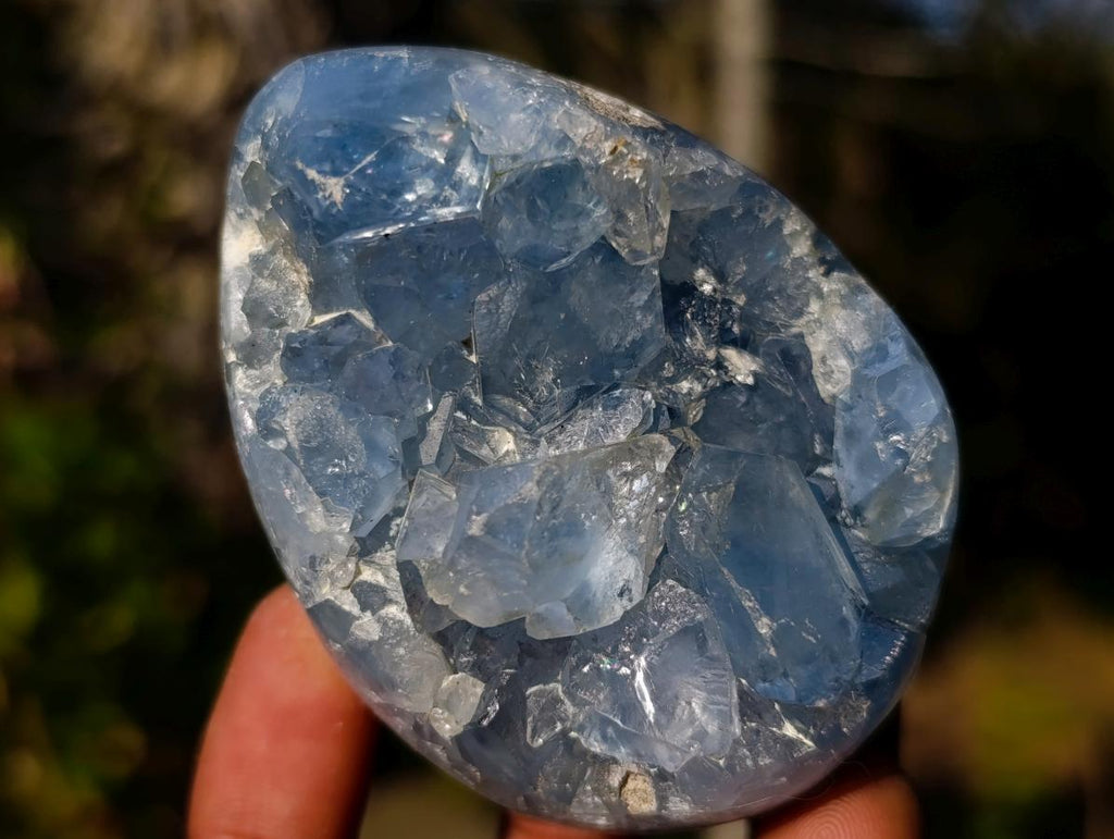 Polished Blue Celestite Eggs x 4 From Sakoany, Madagascar - Toprock Gemstones and Minerals 
