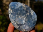 Polished Blue Celestite Eggs x 4 From Sakoany, Madagascar - Toprock Gemstones and Minerals 