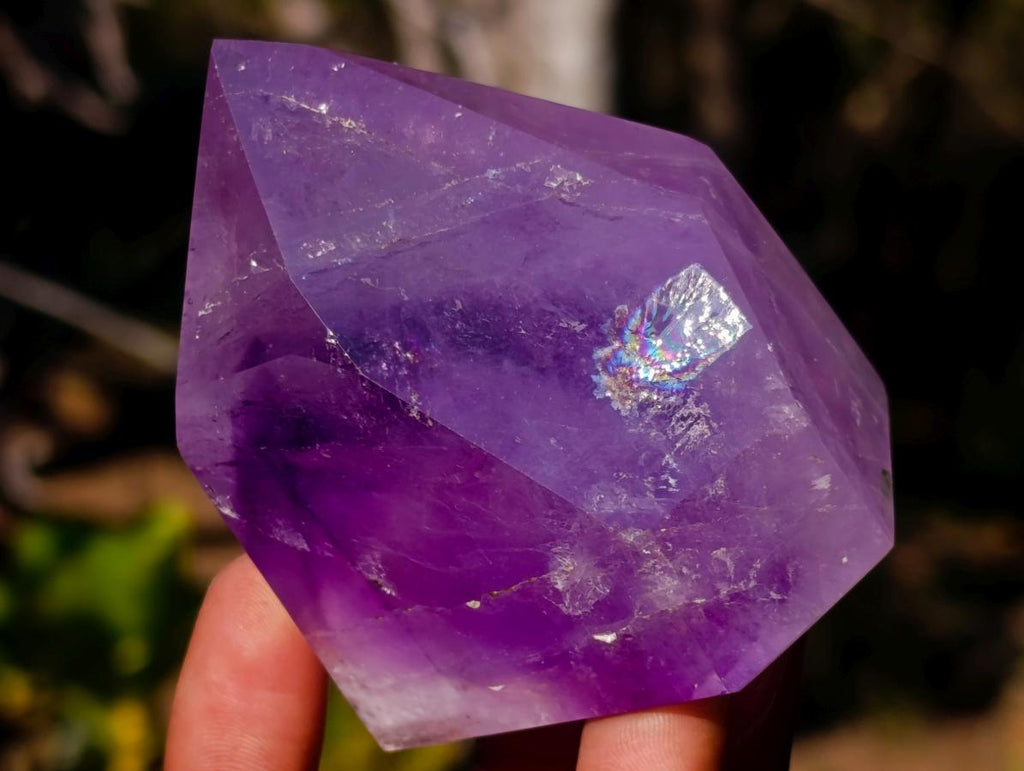 Polished Smokey Window Amethyst Crystals x 4 From Akansobe, Madagascar - Toprock Gemstones and Minerals 
