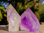 Polished Smokey Window Amethyst Crystals x 4 From Akansobe, Madagascar - Toprock Gemstones and Minerals 