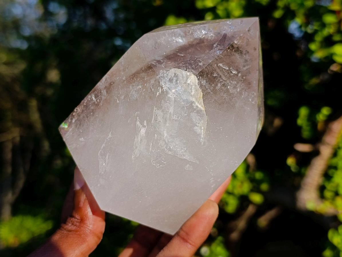 Polished Smokey Window Quartz Crystals x 2 From Madagascar - Toprock Gemstones and Minerals 