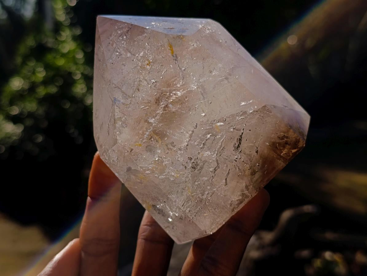 Polished Smokey Window Quartz Crystals x 2 From Madagascar - Toprock Gemstones and Minerals 