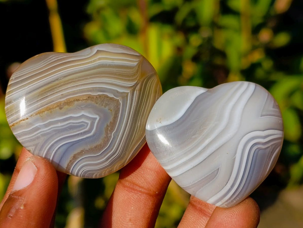 Polished Banded Agate Hearts x 24 From Madagascar - Toprock Gemstones and Minerals 
