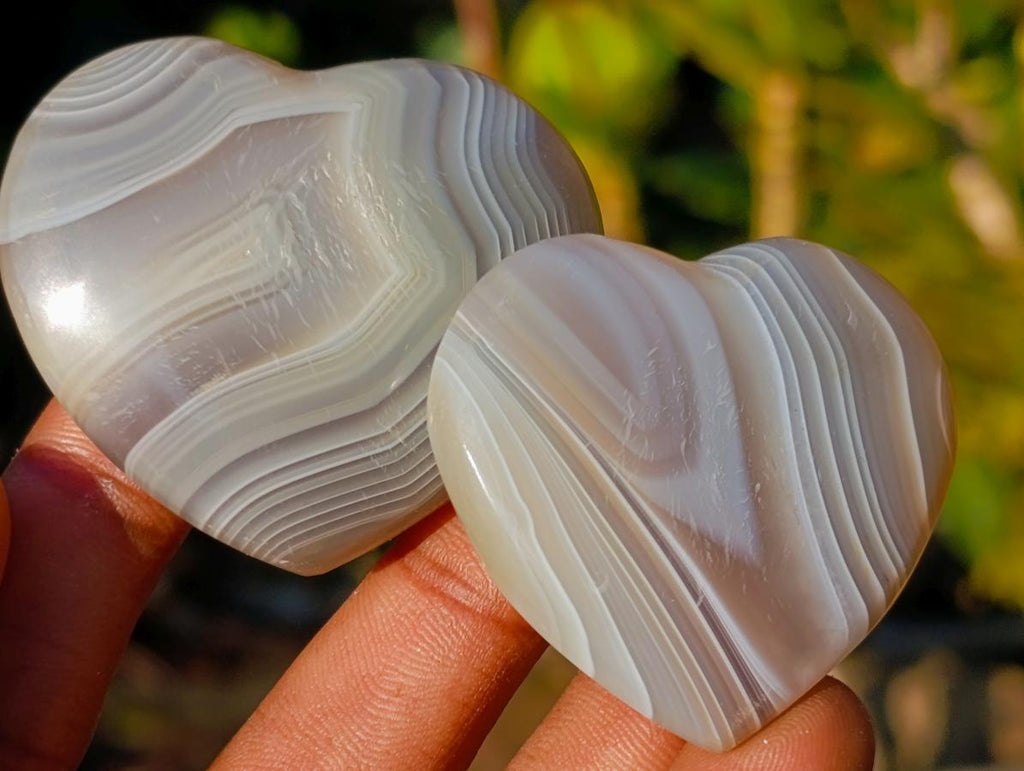 Polished Banded Agate Hearts x 24 From Madagascar - Toprock Gemstones and Minerals 