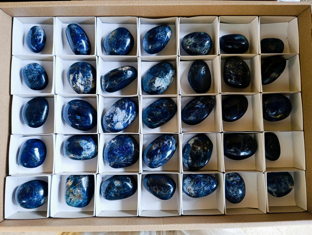 Polished Dumortierite Galets x 35 From Madagascar - Toprock Gemstones and Minerals 