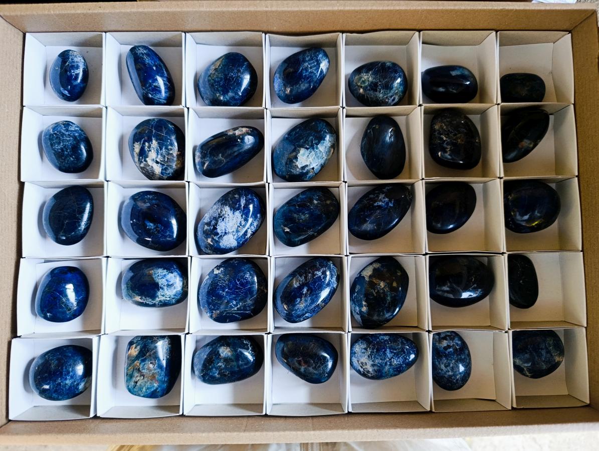 Polished Dumortierite Galets x 35 From Madagascar - Toprock Gemstones and Minerals 
