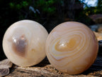 Polished Large Banded Agate Spheres x 2 From Madagascar - Toprock Gemstones and Minerals 