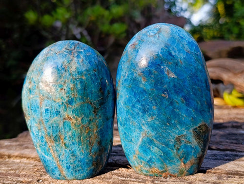 Polished Blue Apatite Standing Display Pieces x 4 From Betroka, Madagascar - Toprock Gemstones and Minerals 