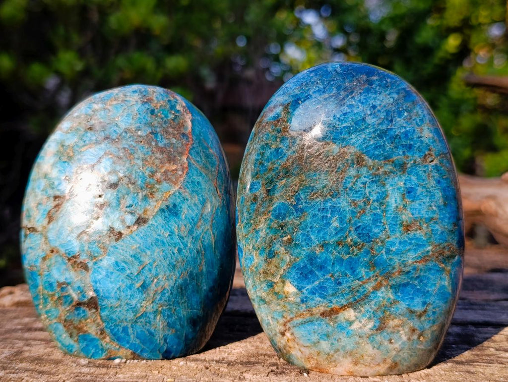 Polished Blue Apatite Standing Display Pieces x 4 From Betroka, Madagascar - Toprock Gemstones and Minerals 
