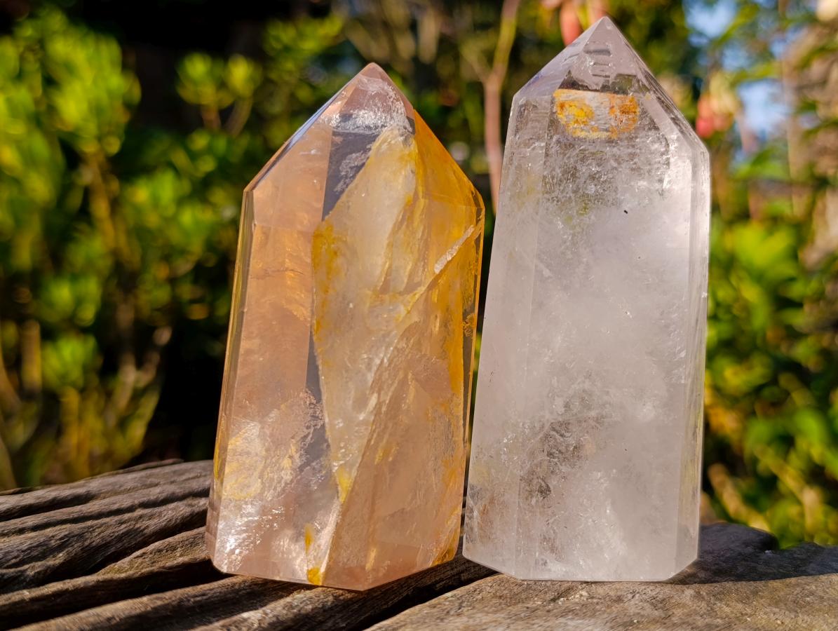 Polished Quartz Crystals with Inclusions x 6 From Madagascar - Toprock Gemstones and Minerals 