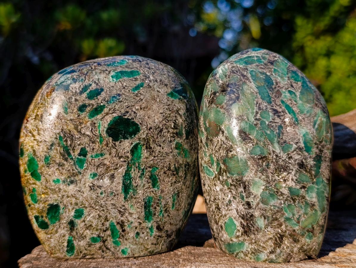 Polished Emerald Mica 'Mutokolite' Standing Display Pieces x 3 From Mutoko, Zimbabwe - Toprock Gemstones and Minerals 