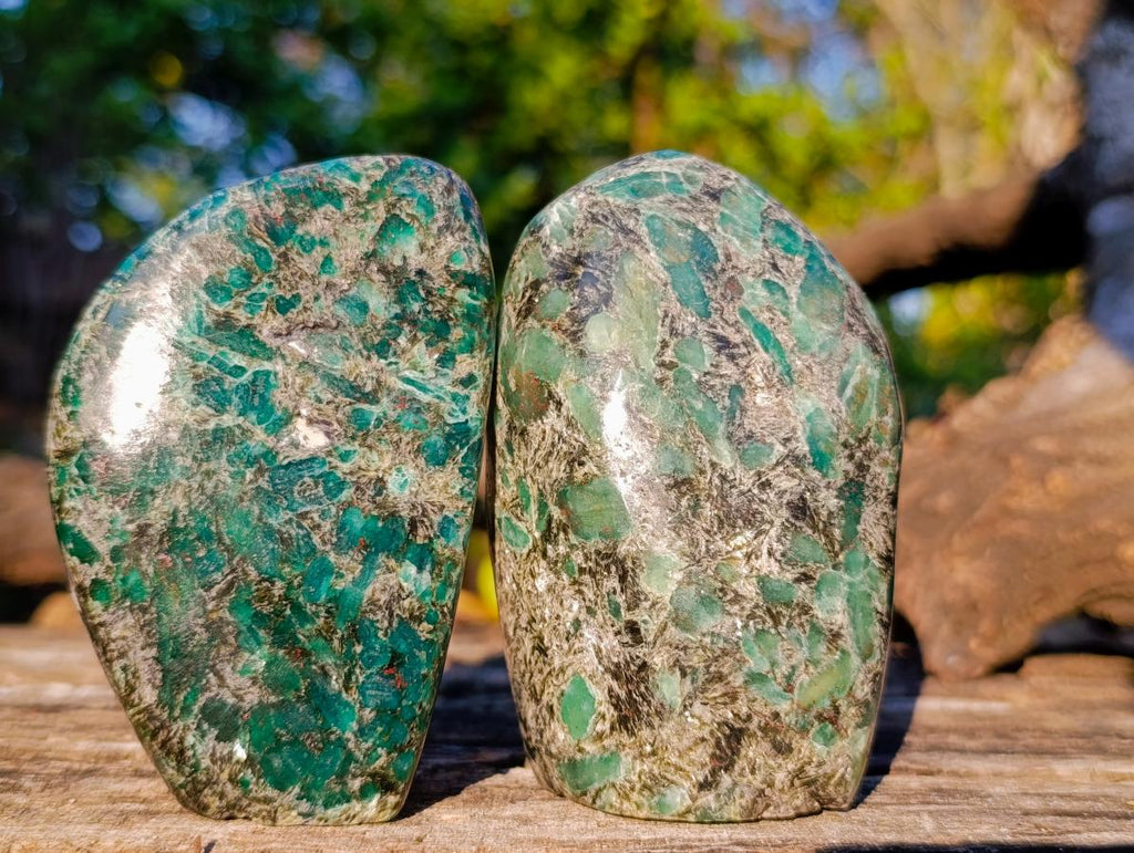 Polished Emerald Mica 'Mutokolite' Standing Display Pieces x 3 From Mutoko, Zimbabwe - Toprock Gemstones and Minerals 