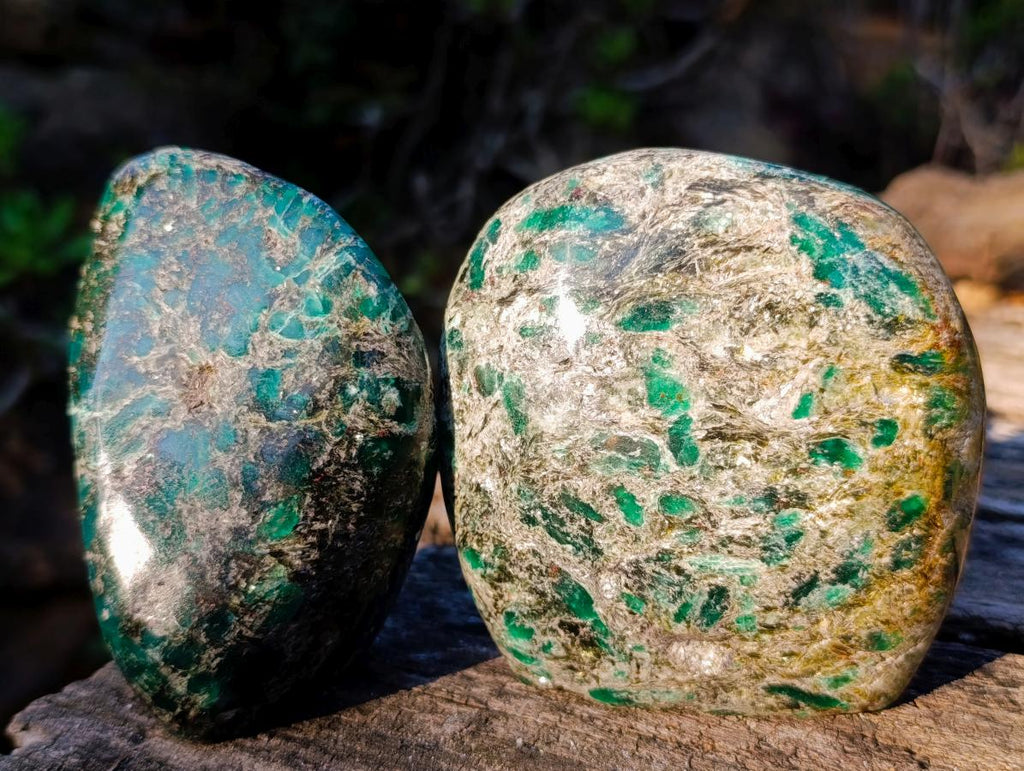 Polished Emerald Mica 'Mutokolite' Standing Display Pieces x 3 From Mutoko, Zimbabwe - Toprock Gemstones and Minerals 