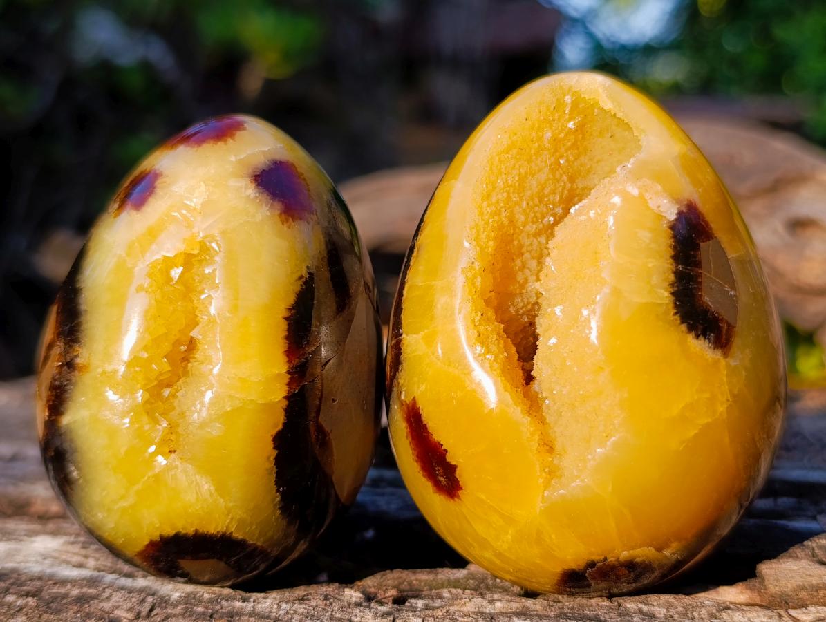 Polished Septerye Eggs with Crystalline Centres x 6 From Mahajanga, Madagascar - Toprock Gemstones and Minerals 