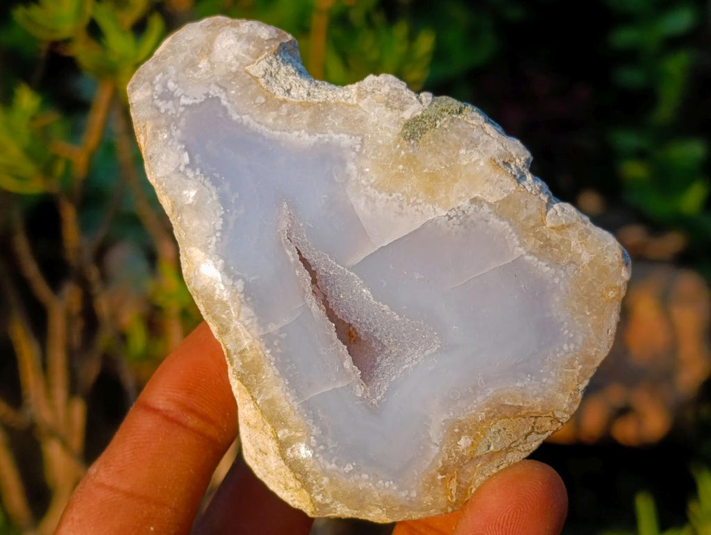 Polished On One Side Blue Lace Agate Geodes x 12 From Nsanje, Malawi - Toprock Gemstones and Minerals 