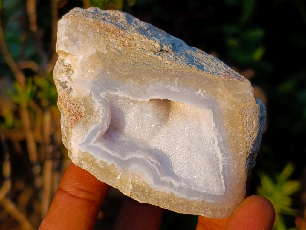 Polished On One Side Blue Lace Agate Geodes x 12 From Nsanje, Malawi - Toprock Gemstones and Minerals 