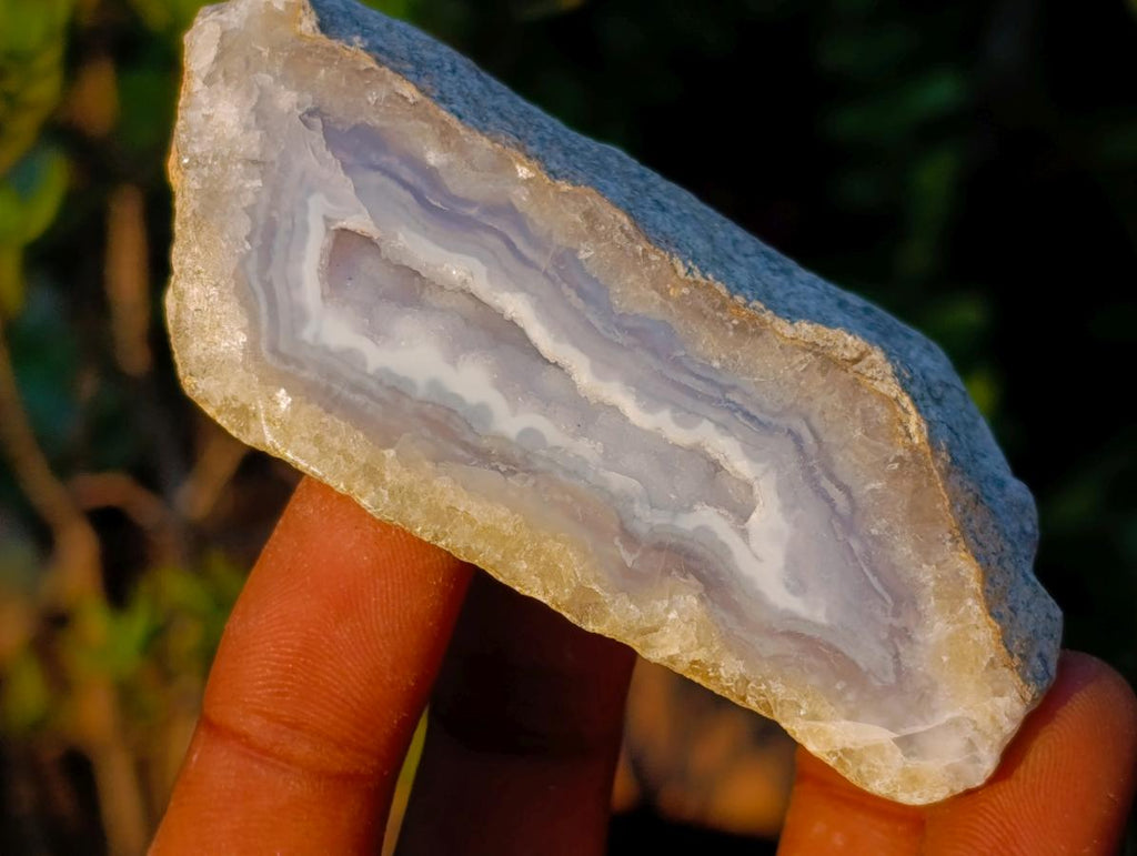 Polished On One Side Blue Lace Agate Geodes x 12 From Nsanje, Malawi - Toprock Gemstones and Minerals 