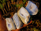 Polished On One Side Blue Lace Agate Geodes x 12 From Nsanje, Malawi - Toprock Gemstones and Minerals 