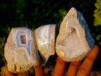 Polished On One Side Blue Lace Agate Geodes x 12 From Nsanje, Malawi - Toprock Gemstones and Minerals 