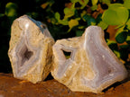 Polished On One Side Blue Lace Agate Geodes x 12 From Nsanje, Malawi - Toprock Gemstones and Minerals 