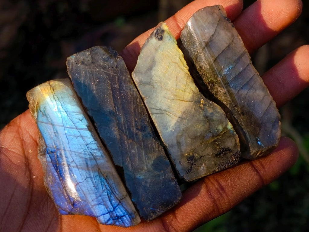 Polished One Side Labradorite Specimens x 70 From Madagascar - Toprock Gemstones and Minerals 