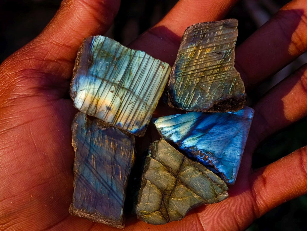 Polished One Side Labradorite Specimens x 70 From Madagascar - Toprock Gemstones and Minerals 