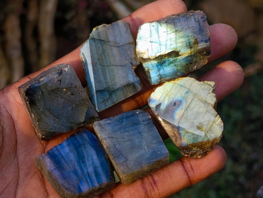 Polished One Side Labradorite Specimens x 70 From Madagascar - Toprock Gemstones and Minerals 
