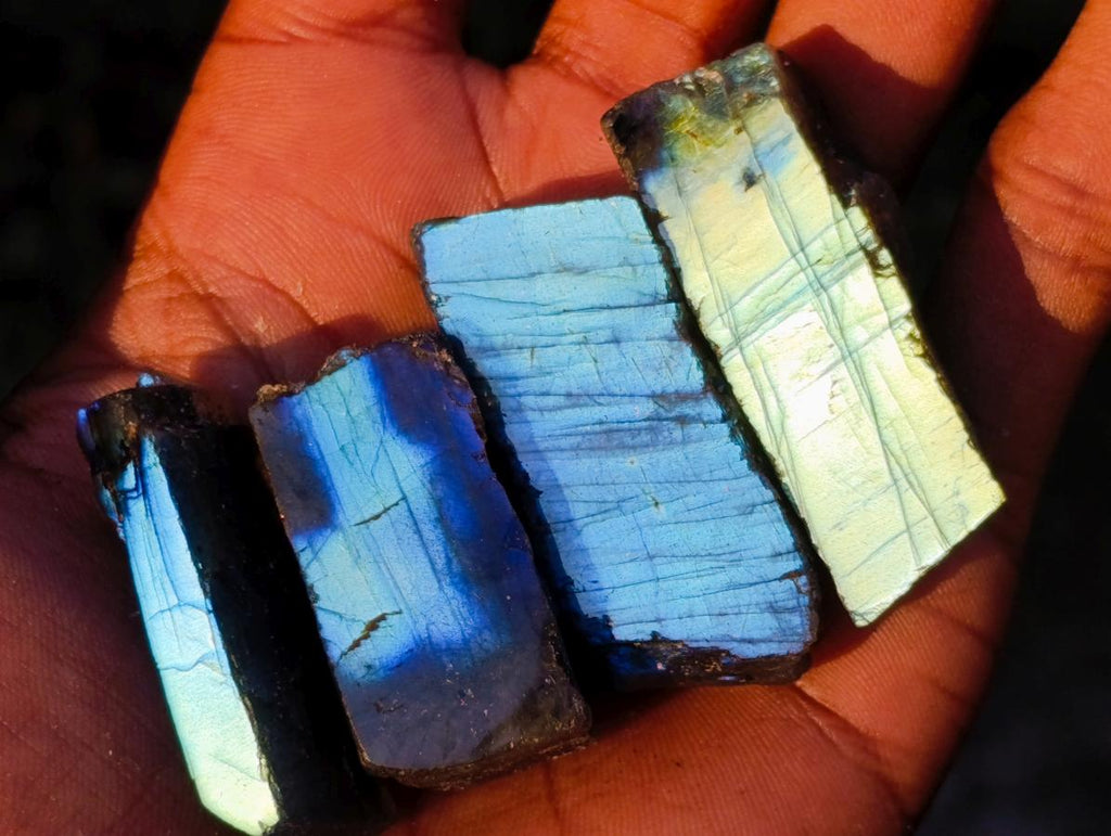 Polished One Side Labradorite Specimens x 70 From Madagascar - Toprock Gemstones and Minerals 