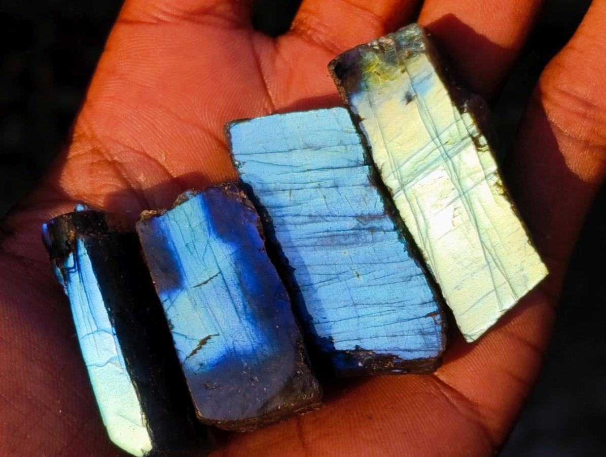 Polished One Side Labradorite Specimens x 70 From Madagascar - Toprock Gemstones and Minerals 