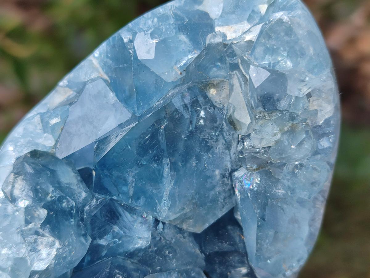 Polished Blue Celestite Eggs x 2 From Sakoany, Madagascar - Toprock Gemstones and Minerals 