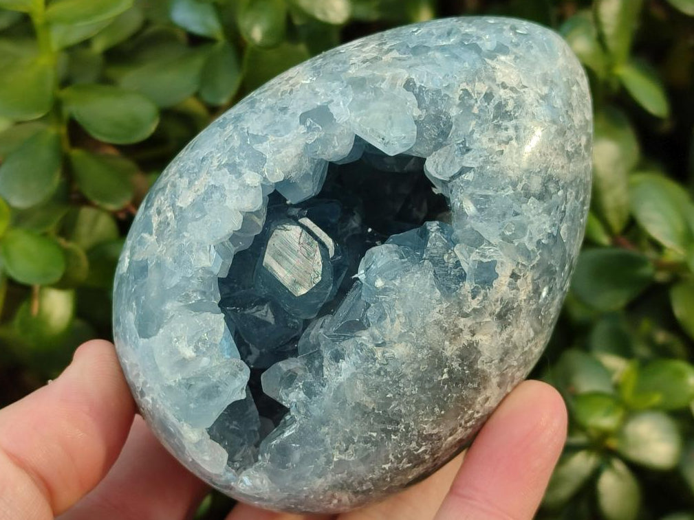 Polished Blue Celestite Eggs x 2 From Sakoany, Madagascar - Toprock Gemstones and Minerals 