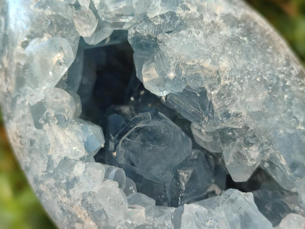 Polished Blue Celestite Eggs x 2 From Sakoany, Madagascar - Toprock Gemstones and Minerals 