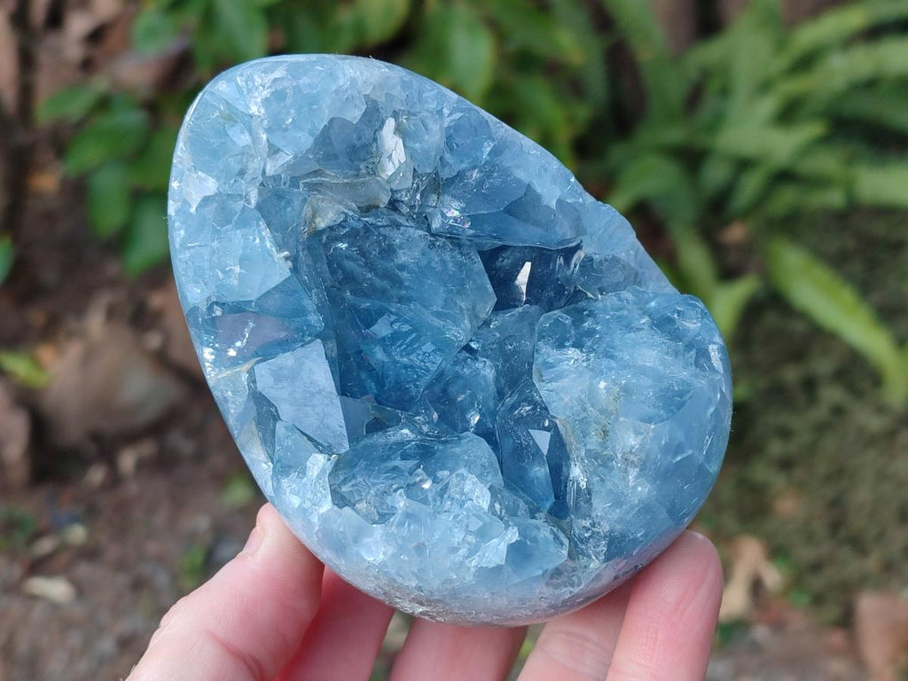 Polished Blue Celestite Eggs x 2 From Sakoany, Madagascar - Toprock Gemstones and Minerals 