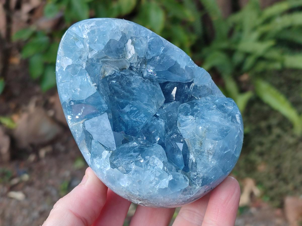 Polished Blue Celestite Eggs x 2 From Sakoany, Madagascar - Toprock Gemstones and Minerals 
