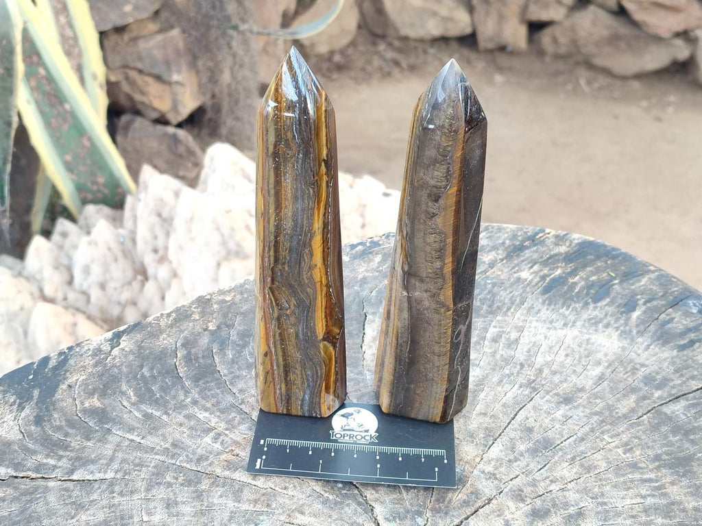 Polished Golden Tigers Eye Display Crystals x 4 From Prieska, South Africa - Toprock Gemstones and Minerals 