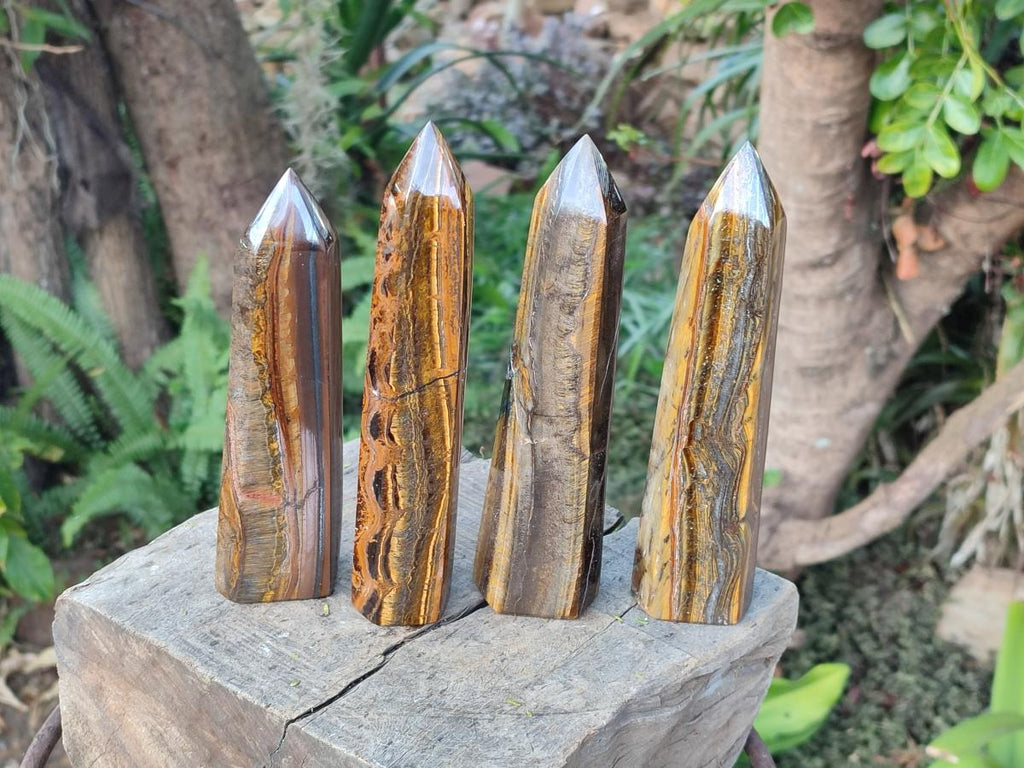 Polished Golden Tigers Eye Display Crystals x 4 From Prieska, South Africa - Toprock Gemstones and Minerals 