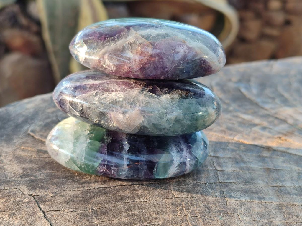 Polished Watermelon Fluorite Palm Stones x 12 From Uis, Namibia - Toprock Gemstones and Minerals 