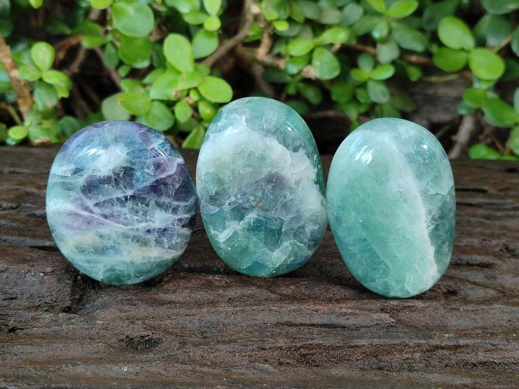 Polished Watermelon Fluorite Palm Stones x 12 From Uis, Namibia - Toprock Gemstones and Minerals 