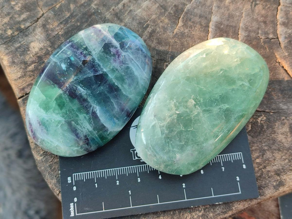 Polished Watermelon Fluorite Palm Stones x 12 From Uis, Namibia - Toprock Gemstones and Minerals 