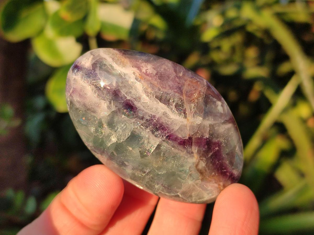 Polished Watermelon Fluorite Palm Stones x 12 From Uis, Namibia - Toprock Gemstones and Minerals 