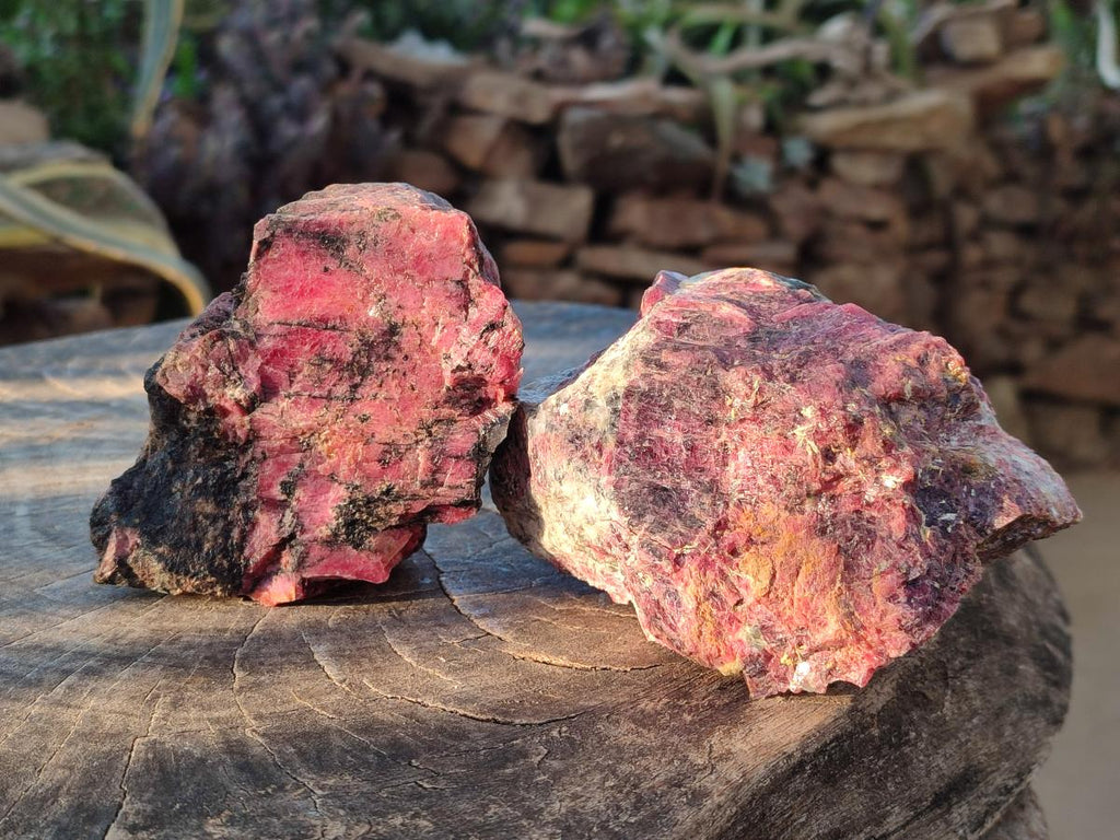 Natural Rhodonite Cobbed Specimens x 5 From Rhusinga, Zimbabwe - Toprock Gemstones and Minerals 