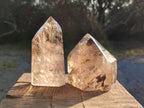 Polished Smokey Quartz Standing Display Crystals x 2 From Madagascar - Toprock Gemstones and Minerals 
