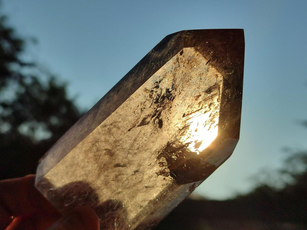 Polished Smokey Quartz Standing Display Crystals x 2 From Madagascar - Toprock Gemstones and Minerals 