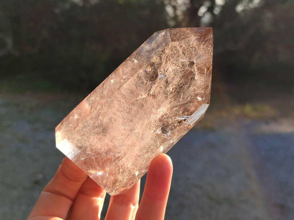 Polished Smokey Quartz Standing Display Crystals x 2 From Madagascar - Toprock Gemstones and Minerals 