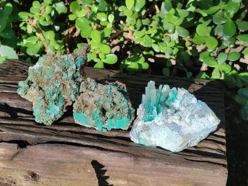 Natural Rare Bladed Barite with Malachite Specimens x 3 From Shangulowé Mine, Congo - Toprock Gemstones and Minerals 