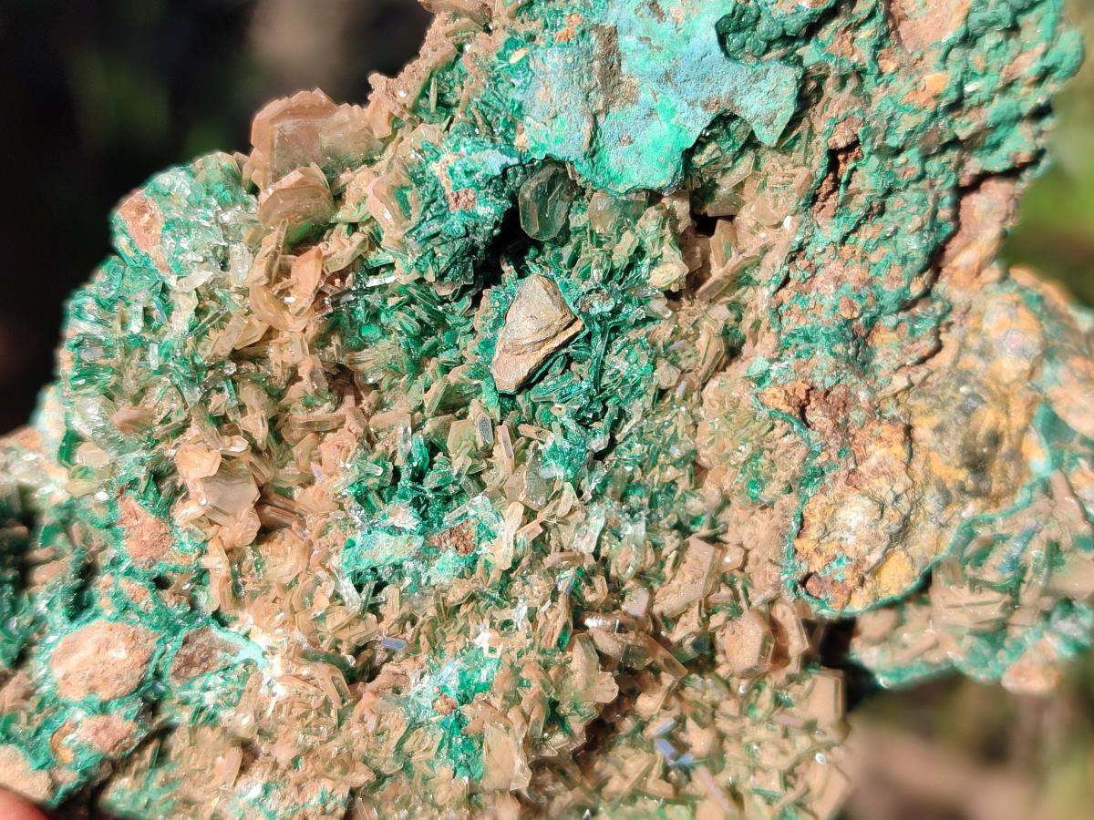 Natural Rare Bladed Barite with Malachite Specimens x 3 From Shangulowé Mine, Congo - Toprock Gemstones and Minerals 