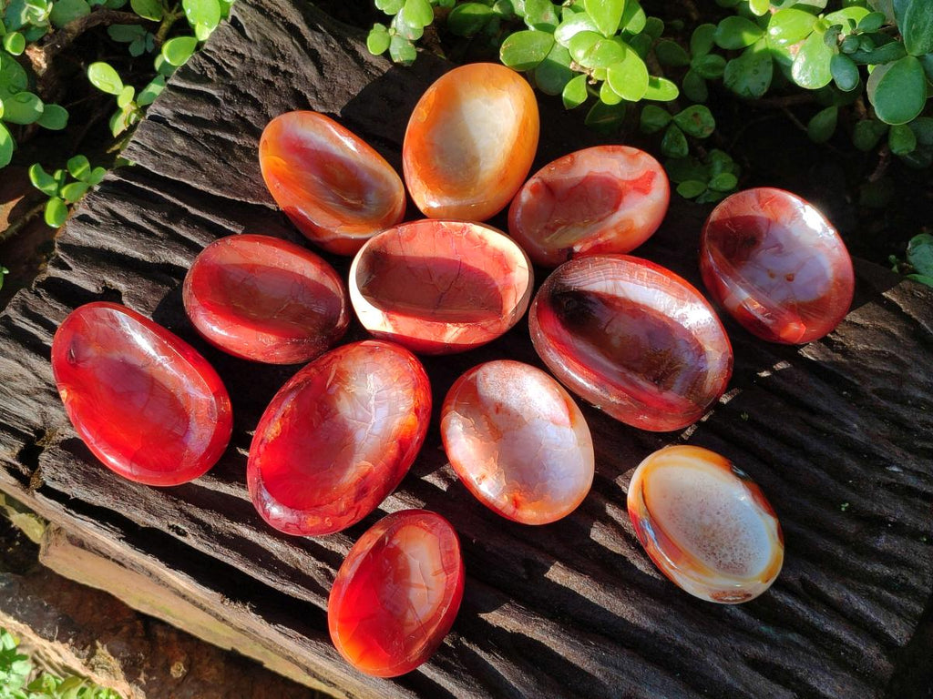 Polished Small Carnelian Agate Gemstone Bowls x 12 From Madagascar - Toprock Gemstones and Minerals 